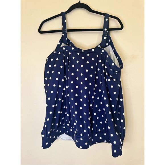 Lands End Blue and White Polka Dot Adjustable Tankini Top Size 2X New - Picture 6 of 6